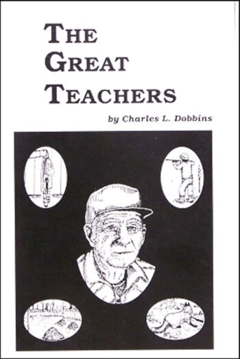 Book cover titled "The Great Teachers" by Charles L. Dobbins, featuring a central portrait surrounded by four illustrative scenes.