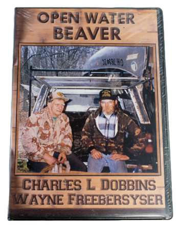 Two men in camouflage sit outdoors using "Charles Dobbins & Wayne Freebersyser - Open Water Beaver Trapping.