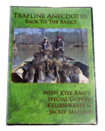 Cover of "Kyle Kaatz - Trapline Anecdotes: Back to the Basics" features a beaver boat and listed guest names.