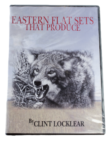 DVD cover titled "Clint Locklear - Eastern Flat Sets That Produce," featuring a snarling coyote.