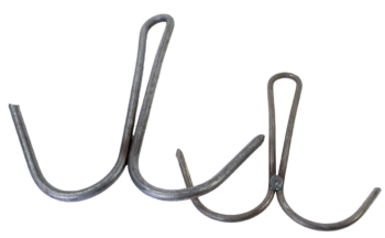 Two-pronged Fox Drag Grapple with curved hooks on a white background.