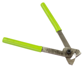 Ron's J-Hook Pliers with bright green handles, perfect for trap tools, on a white background.