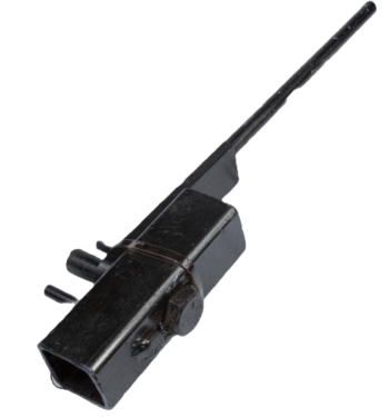 A black metal object with a long rod from a rectangular base, likely Bob Custer's B2 Bender.