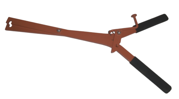 Product: 110 Self Locking Trap Setter - long red handles, center joint, black foam grips, like a lever or clamp.