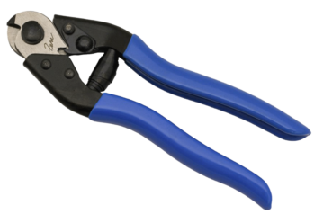 TI-7 wire cutters: blue handle, sharp curved blade, black pivot point.