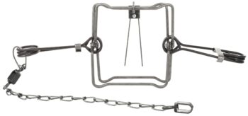 Bridger #160 Body Grip Trap: features chain, spring-loaded mechanisms, square frame.