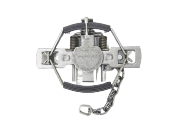 The MB 550 Rubber Jaw Coil Spring Trap (MB550) has circular jaws and a chain, making it perfect for trapping small animals.